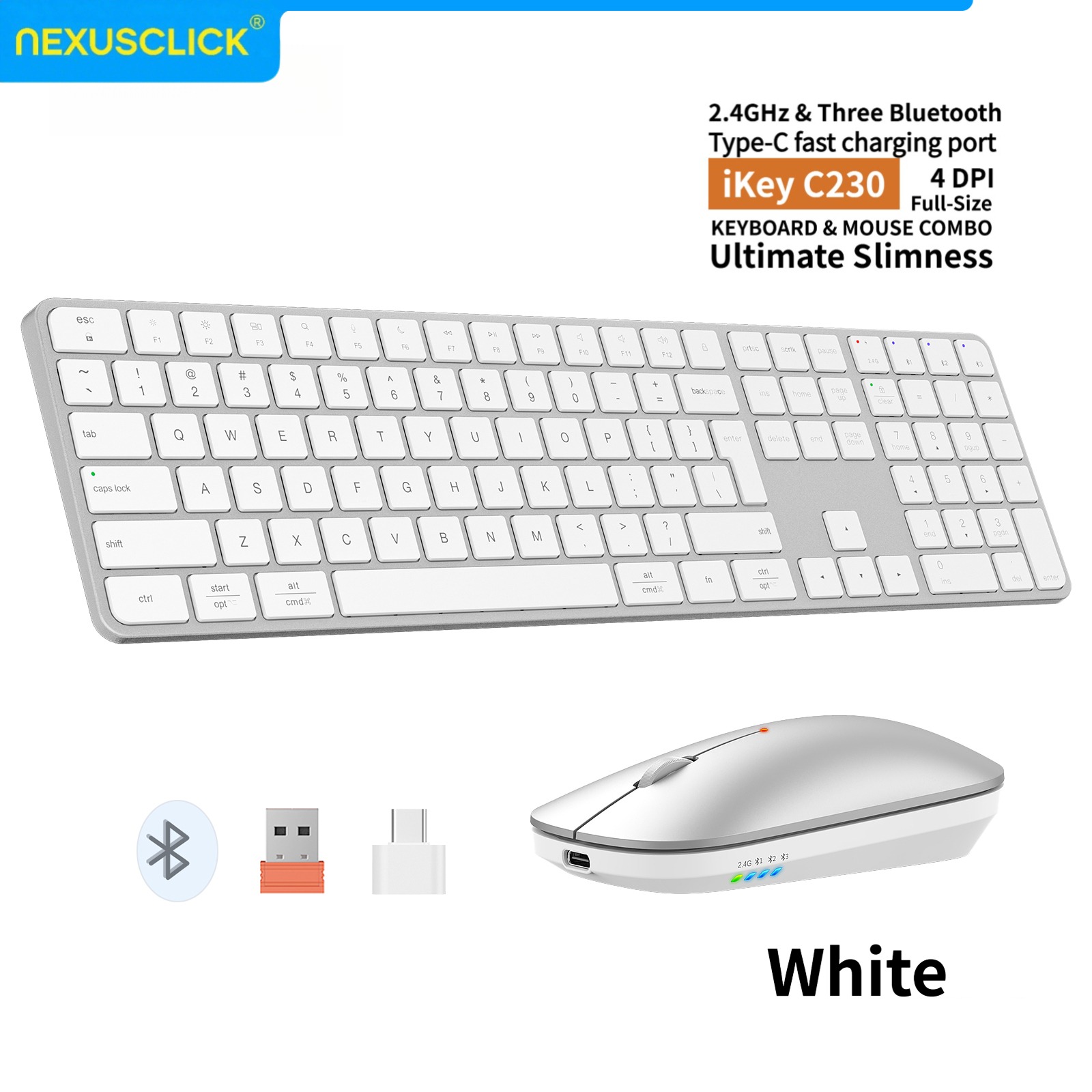 Gaming Keyboard That Is Quiet - NexusClick Wiederaufladbare Kabellose Tastatur-Maus-Kombination, 4-Kanal 2.4G