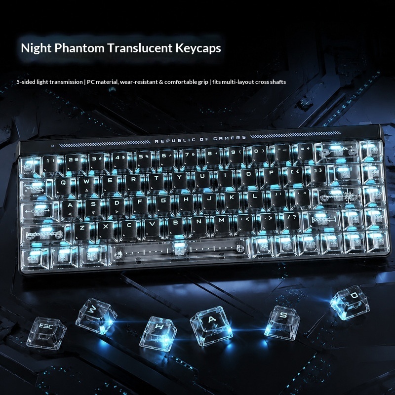 Keyboard Gaming Transparent - Transparente, hintergrundbeleuchtete Tastenkappen, OEM-Höhe, PC-Material, Kreuzschaft,