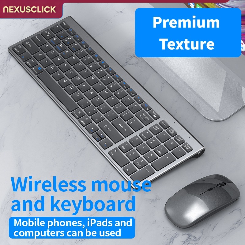 Gaming Keyboard That Is Quiet - NexusClick Kabellose Tastatur-Maus-Kombination, Bluetooth 5.0, wiederaufladbar,
