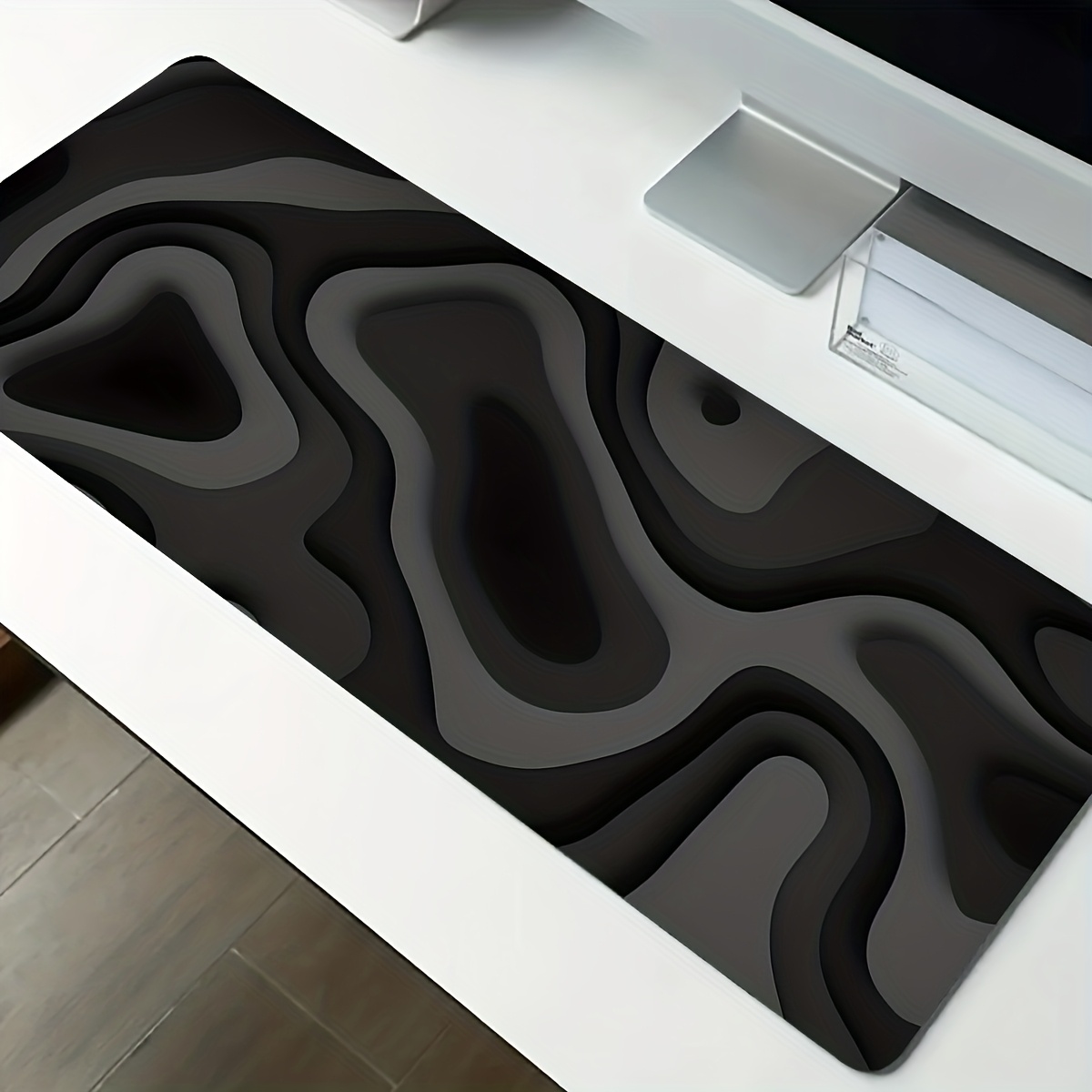 Gaming Keyboard Brand - Schwarz-Graues Wirbel-Design Großes Mauspad Schreibtischunterlage Gaming-Pad