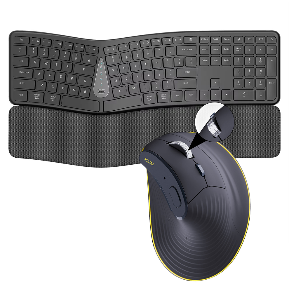Gaming Keyboard Ergonomics - 2,4 G kabellose Tastatur-Maus-Kombination, komfortables natürliches