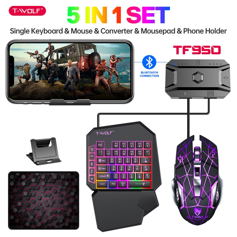 T-Wolf Tf950 5-in-1 Einhand-Ga – Gaming Keyboard And Mouse Converter For Mobile Bewertung und Preis