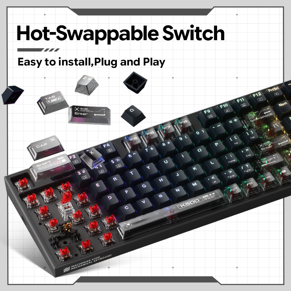 Machenike K500-B94 V2 Kabelgeb – Keyboard Gaming Transparent Bewertung und Preis